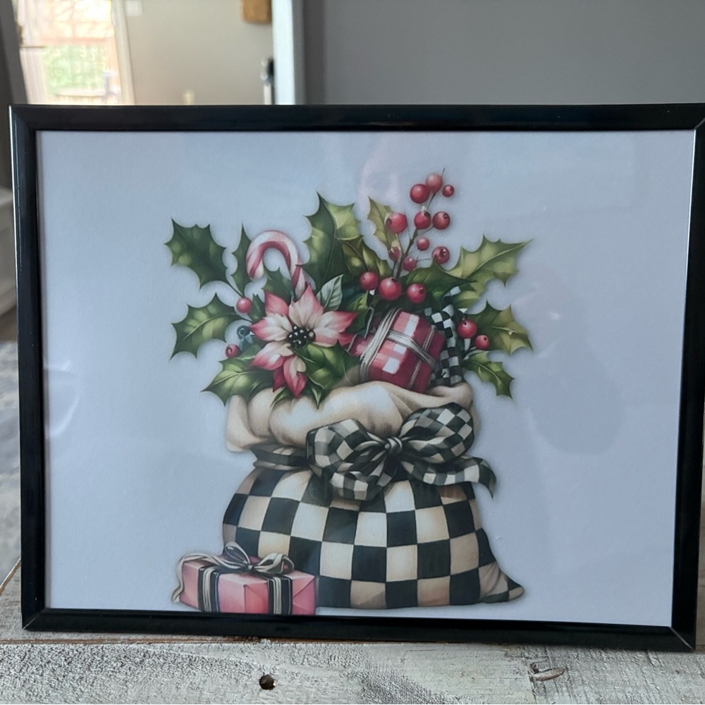 Mackenzie Childs type  Santa Sack Framed Print 8x10 - Whimsical Christmas Decor